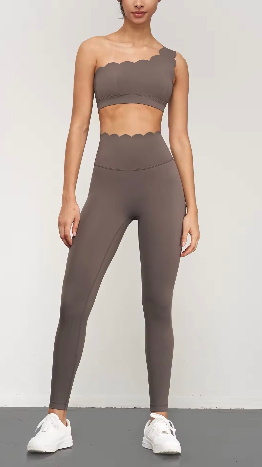 Scalloped Edge Asymmetric Yoga Set