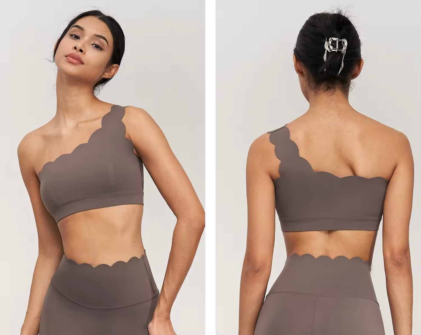 Scalloped Edge Asymmetric Yoga Set